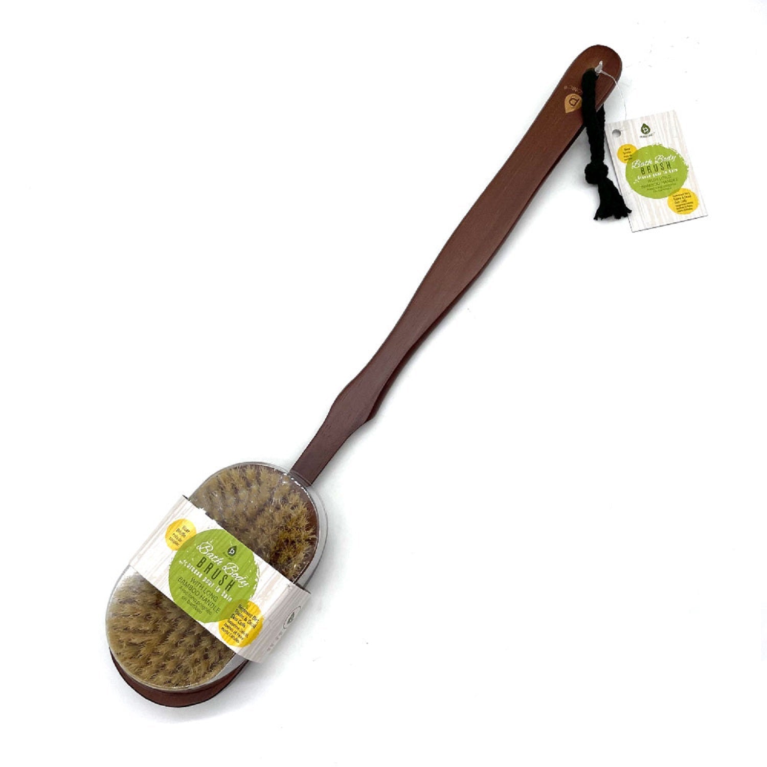  Body Brush With Long Bamboo Handle-dark brown