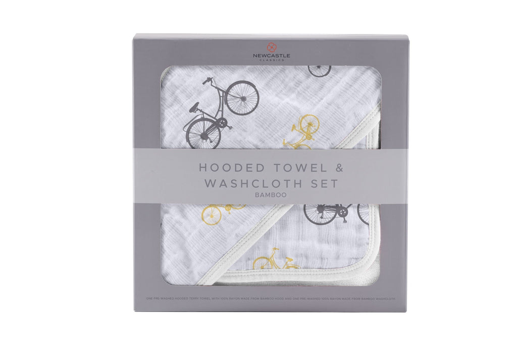 Bamboo Muslin Hooded Towel and Washcloth Set
