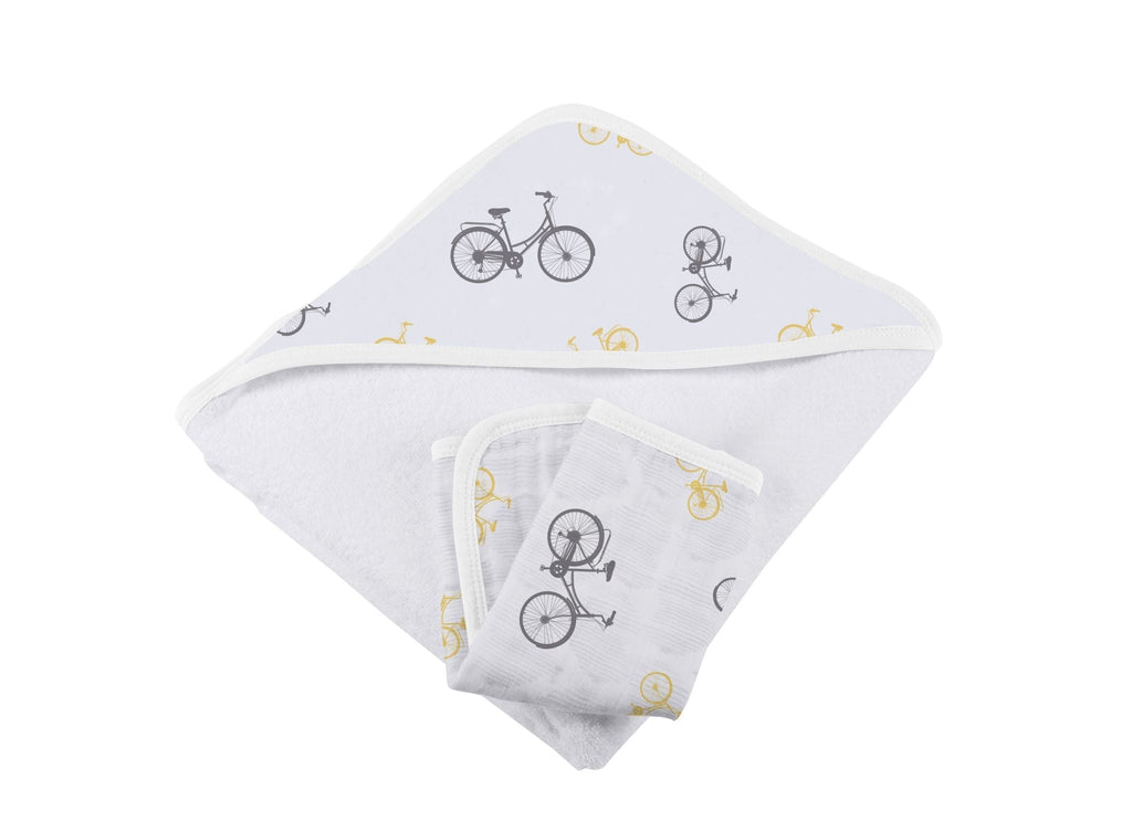 Bamboo Muslin Hooded Towel and Washcloth Set