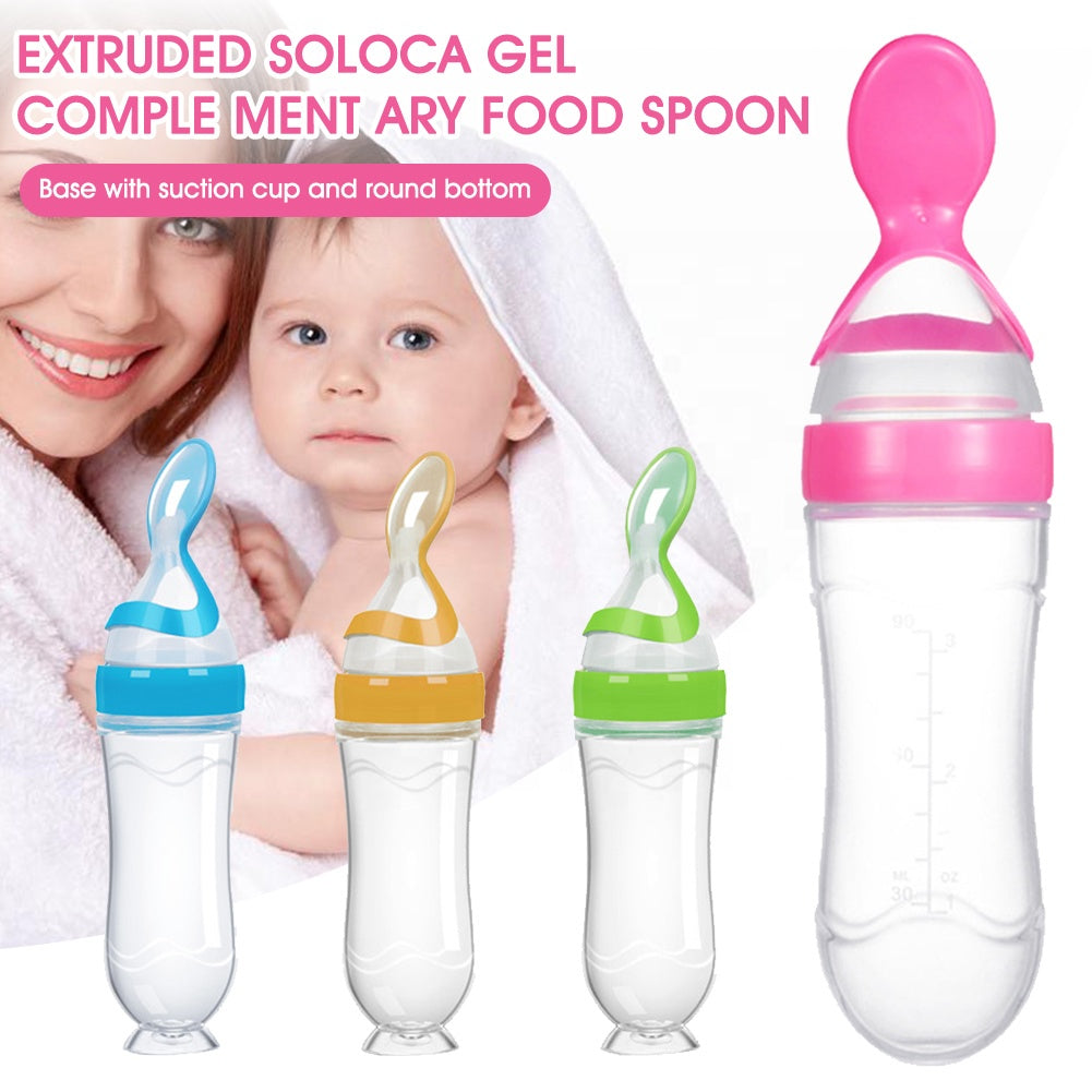 Safe Newborn Baby Feeding Bottle Silicone Feeding Spoon Bottle