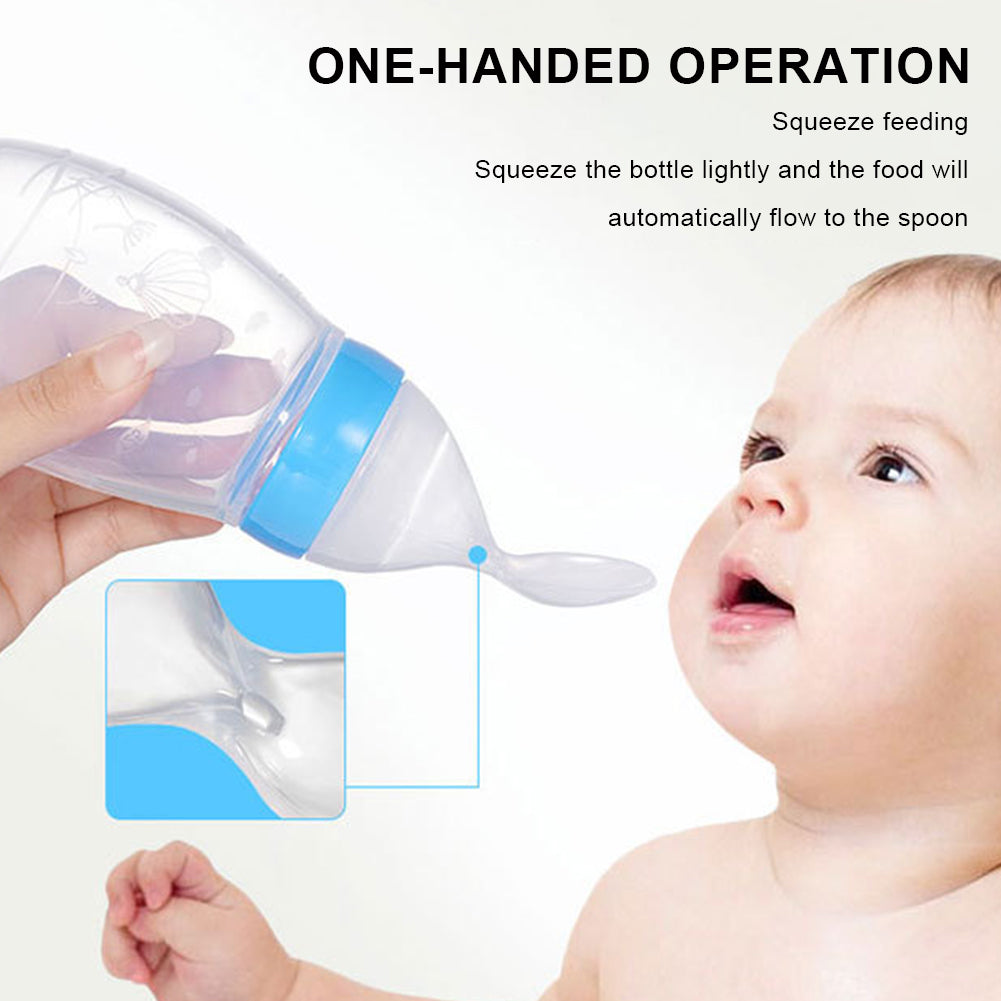 Safe Newborn Baby Feeding Bottle Silicone Feeding Spoon Bottle