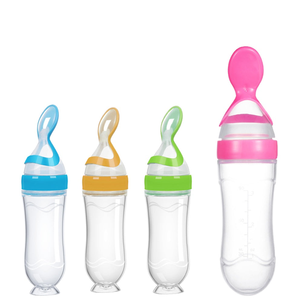 Safe Newborn Baby Feeding Bottle Silicone Feeding Spoon Bottle